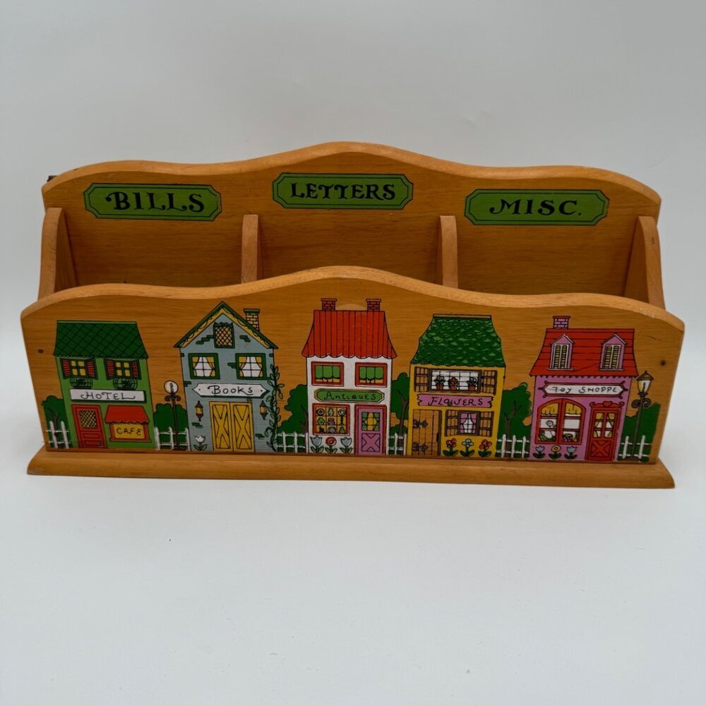 Vintage Wooden  Wall Hanging Letter Holder kitsch kitchen office